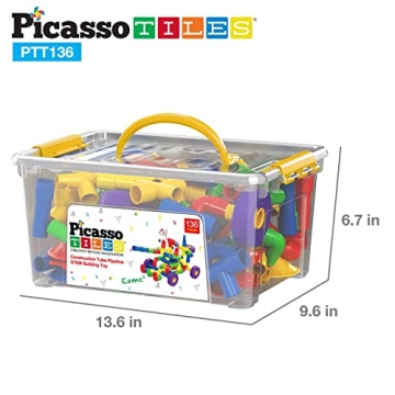 PicassoTiles PTT136 Tubular Pipes Building Block Set