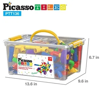 PicassoTiles PTT136 Tubular Pipes Building Block Set