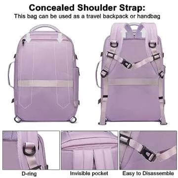 Asenlin 40L Travel Backpack for Women Men，17 Inch Laptop Backpack Flight Approved Luggage Carry On Water Resistant for Weekender Overnight Large Daypack Purple