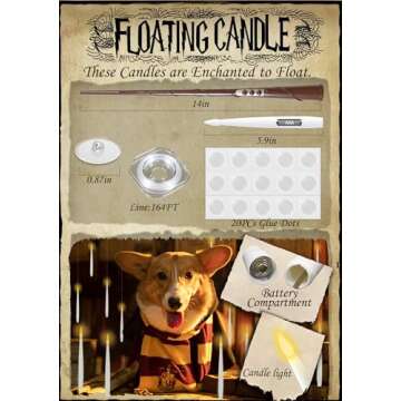 Floating Candles with Wand, 12 PCs Christmas Decorations Magic Hanging Candles, Flickering Warm Ligh...