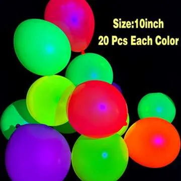 Neon Glow Party Balloons Glow in the Dark Balloons 13 Inch UV Latex Blacklight Balloons for Fluorescent, Birthday, Wedding, Neon Party, Glow Party, Halloween Decorations Supplies(100)