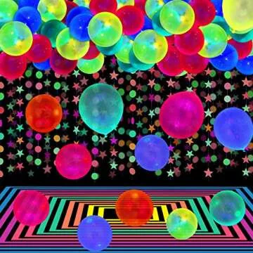Neon Glow Party Balloons Glow in the Dark Balloons 13 Inch UV Latex Blacklight Balloons for Fluorescent, Birthday, Wedding, Neon Party, Glow Party, Halloween Decorations Supplies(100)
