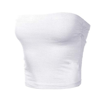 HATOPANTS Tube Crop Shapewear Tops Strapless Cute Sexy Cotton Basic Casual White S