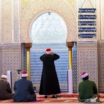 Outus Islamic Wall Sign Eid Ramadan Mubarak Decorations Start and End with Allah Wall Art Allah Pediment Inspirational Wooden Hanging Muslim Plaque for Islamic Home Eid Al Fitr Supplies (Blue)