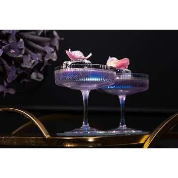 GLASSIQUE CADEAU Iridescent Coupes Set of 4 Cocktail Glasses