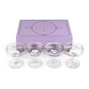 GLASSIQUE CADEAU Iridescent Coupes Set of 4 Cocktail Glasses