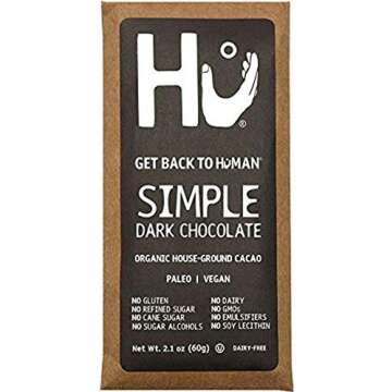 Hu Chocolate Bars 4 Variety Flavors (Salty + Simple + Crunchy Mint + Vanilla Quinoa) 2.1 oz each 4 Bars total