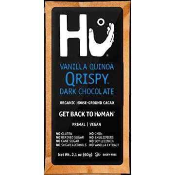 Hu Chocolate Bars 4 Variety Flavors (Salty + Simple + Crunchy Mint + Vanilla Quinoa) 2.1 oz each 4 Bars total