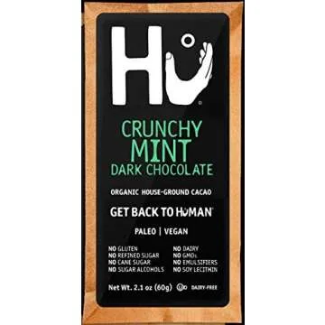 Hu Chocolate Bars 4 Variety Flavors (Salty + Simple + Crunchy Mint + Vanilla Quinoa) 2.1 oz each 4 Bars total