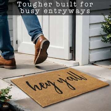 MAINEVENT Hey Y'all Welcome Mat Outdoor 30x17 Inch, Coir Doormat Welcome Yall Door Mat, Hey Yall Door Mat Outdoor Entrance, Natural Outdoor Door Mat, Hey Yall Doormat, Front Door Mat Outdoor Funny