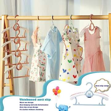 Baby Nursery Closet Hangers, Non-Slip Laundry Infant Pant Hangers for Newborn Clothes - JSF20pcs Adjustable Children Coat Hanger for Girl Boy Toddler Kids Child