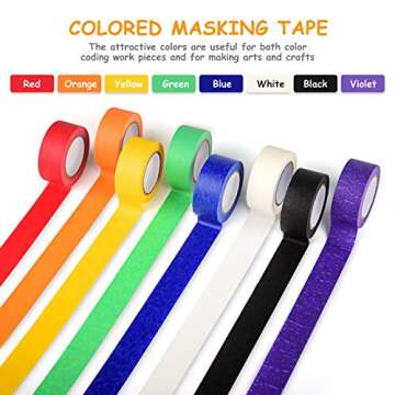Funyole Colored Masking Tape Craft Set, 8PCS 13 Yards Arts Rainbow Color Craft Labelling Tape for Ki...