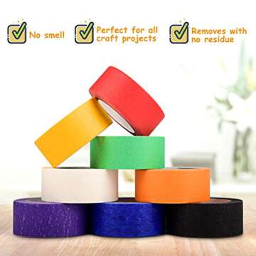 Funyole Colored Masking Tape Craft Set - 8PCS Vibrant Tapes