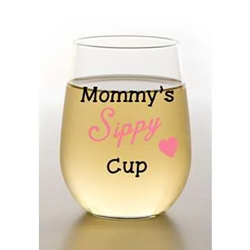 Mommy's Sippy Cup - Funny Wine Glass 15oz - Mother's Day Gift for Mom, Gift Idea for Her, Birthday Gift for Mom - Evening Mug