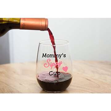 Mommy's Sippy Cup - Funny Wine Glass 15oz - Mother's Day Gift for Mom, Gift Idea for Her, Birthday Gift for Mom - Evening Mug