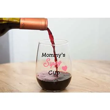 Mommy's Sippy Cup - Funny Wine Glass 15oz - Mother's Day Gift for Mom, Gift Idea for Her, Birthday Gift for Mom - Evening Mug