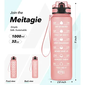 MEITAGIE 1L Reusable Water Bottle - BPA-Free Tritan Plastic