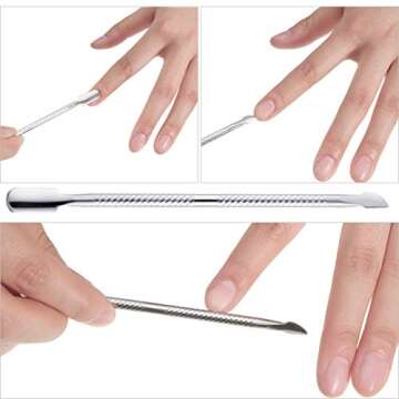 Nail Polish Remover Tools, Include Nail Polish Remover Bottle, Triangle Cuticle Pusher, Stainless Steel Pusher, 500 Pieces Polish Remover Pads, 10 Pieces Plastic Nail Remover Wrap (Pink)