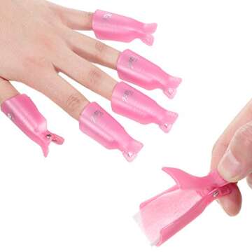 Nail Polish Remover Tools, Include Nail Polish Remover Bottle, Triangle Cuticle Pusher, Stainless Steel Pusher, 500 Pieces Polish Remover Pads, 10 Pieces Plastic Nail Remover Wrap (Pink)