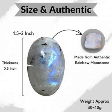 Rainbow Moonstone Crystals and Healing Stones - Large Palm Stone Crystals Piedra - Crystal for Good ...