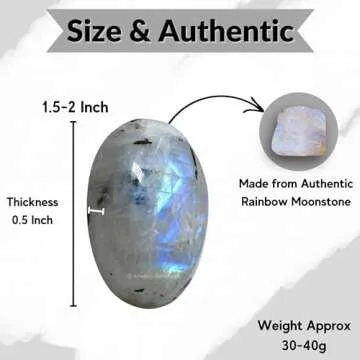 Rainbow Moonstone Crystals and Healing Stones - Large Palm Stone Crystals Piedra - Crystal for Good ...