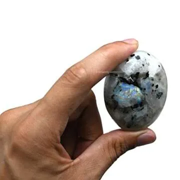 Rainbow Moonstone Crystals and Healing Stones - Large Palm Stone Crystals Piedra - Crystal for Good Luck, Positive Energy, Meditation - Unique Stocking Stuffers and Birthday Gifts for Women, Men