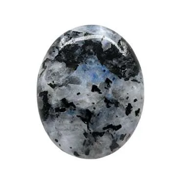 Rainbow Moonstone Crystals and Healing Stones - Large Palm Stone Crystals Piedra - Crystal for Good Luck, Positive Energy, Meditation - Unique Stocking Stuffers and Birthday Gifts for Women, Men