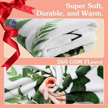 Blanket for Mom Super Soft Warm and Comfy, Mom Birthday from Daughter Son, I Love You Mothers Throw Blanket 60" x 50", White