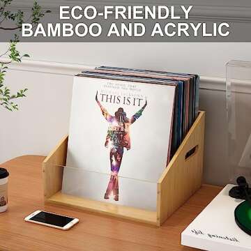AEEHFENG Vinyl Record Storage Record Crates for Vinyl Album Storage for Vinyl Records Bamboo Record ...