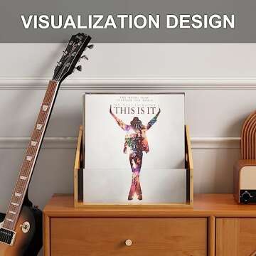 AEEHFENG Vinyl Record Storage Record Crates for Vinyl Album Storage for Vinyl Records Bamboo Record Holder with Handles Great for Record Album Magazine Storage Holds Up to 65 Records