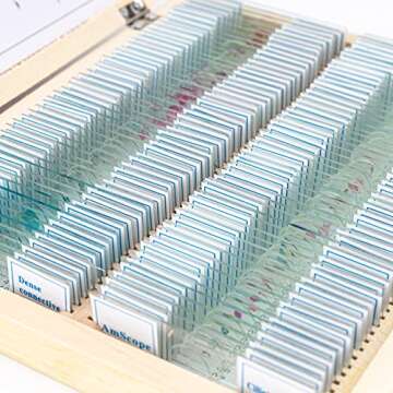 AmScope PS100A Prepared Microscope Slide Set for Basic Biological Science Education, 100 Slides, Set...