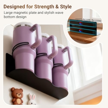 Magnetic Cup Holder for Fridge - 2 Pack, Stylish Water Bottle Organizer for Stanley Cups 20/30/40 oz
