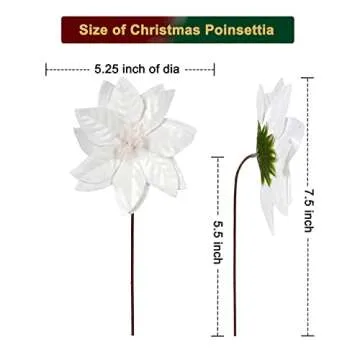 vensovo 5 Inch White Christmas Poinsettia Flowers for Tree - 24PCS White Christmas Flowers Artificial with Stem for Tree Skirt Christmas Decorations, Christmas Ornament Picks Good for Christmas Tree