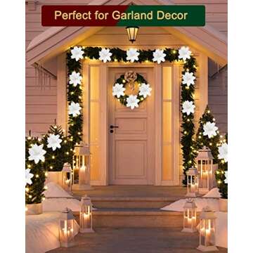 vensovo 5 Inch White Christmas Poinsettia Flowers for Tree - 24PCS White Christmas Flowers Artificial with Stem for Tree Skirt Christmas Decorations, Christmas Ornament Picks Good for Christmas Tree