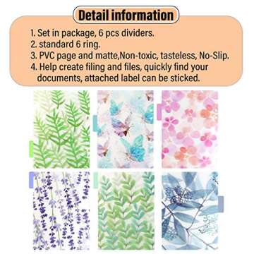 Framendino, 2 Sets 12 Pack Plastic A5 6-Ring Planner Dashboard Inserts Loose Leaf Binder Journal Translucent Tab Cards