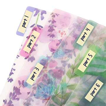 Framendino, 2 Sets 12 Pack Plastic A5 6-Ring Planner Dashboard Inserts Loose Leaf Binder Journal Translucent Tab Cards