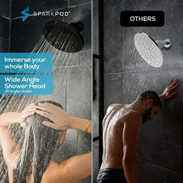 SparkPod Shower Head - High Pressure Rain - Premium Quality Luxury Design - 1-Min Install - Easy Cle...