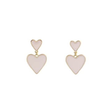 Laura Ashley Gold and Beige Heart Drop Earrings for Women