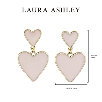 Laura Ashley Gold and Beige Heart Drop Earrings for Women
