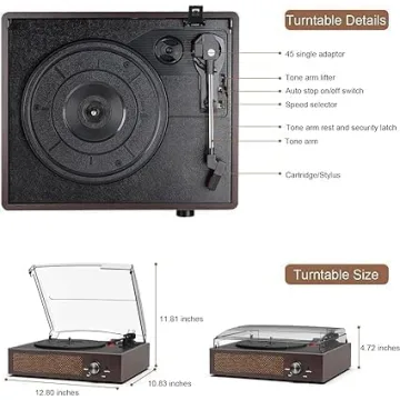 Vinyl Record Player with Bluetooth & Stereo Speakers