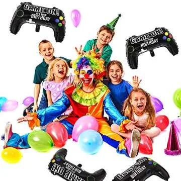 Gejoy 4 Packs Video Game Party Balloon 23.6 x 15.7 Inch Game Controller Aluminum Foil Balloon for Birthday Party Decoration