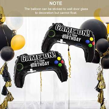Gejoy 4 Packs Video Game Party Balloon 23.6 x 15.7 Inch Game Controller Aluminum Foil Balloon for Birthday Party Decoration