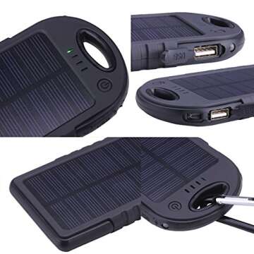 Dizaul Solar Charger: 5000mAh Waterproof Power Bank
