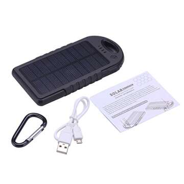 Dizaul Solar Charger: 5000mAh Waterproof Power Bank