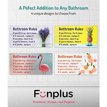 Bathroom Rule Sign Decor, 12″x6″ PVC Plastic Wall Decoration Hanging Sign, Water and Humidity Proof, Flamingo theme Bathroom Reminder Accessories