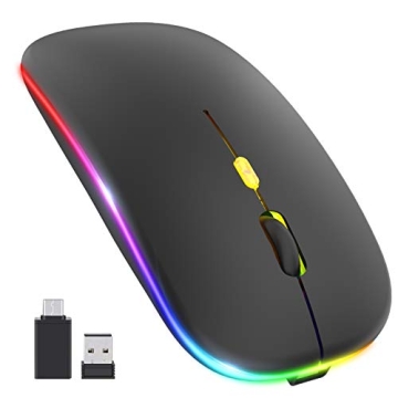 Upgrade LED Wireless Mouse - Slim Silent Computer Mouse with LED Design
