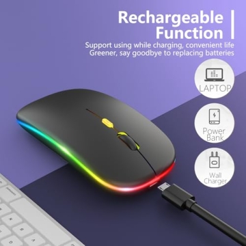 Upgrade LED Wireless Mouse - Rechargeable & Slim Design