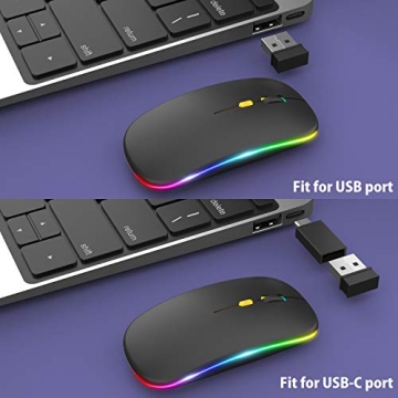 Upgrade LED Wireless Mouse - Rechargeable & Slim Design