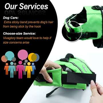 VIVAGLORY Ripstop Dog Life Jacket for Small Medium Large Dogs Boating, Swimming Vest for Dogs with Enhanced Visibility & Buoyancy, Bright Green