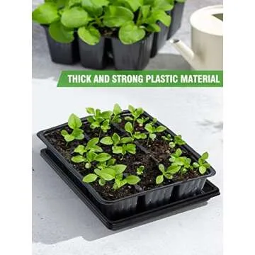 ANPHSIN 10pcs Plant Growing Seed Starter Trays - Thickened 10.6'' × 10.6'' Microgreens Sprouting Tr...